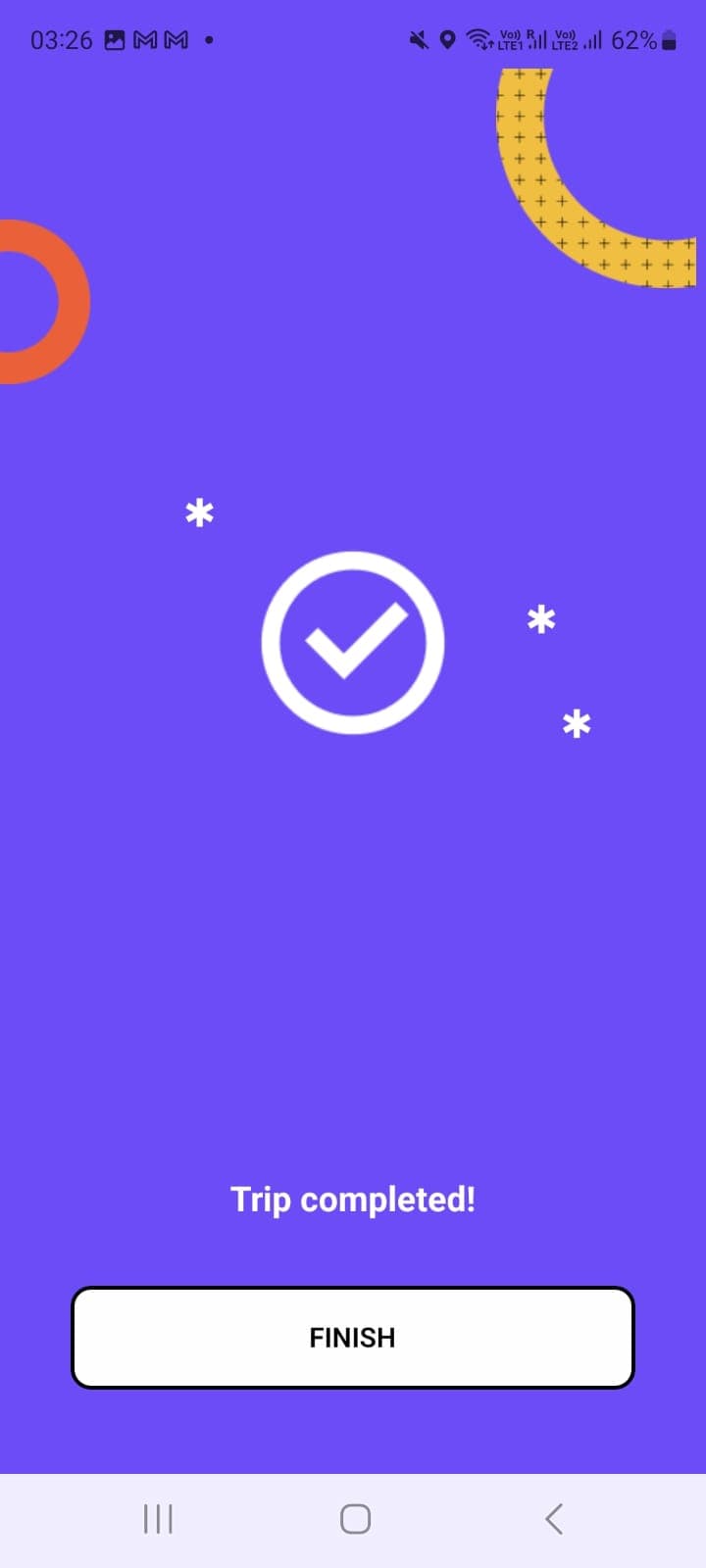 Completed booking confirmation screen